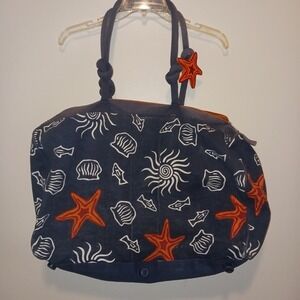 Sun N Sand Beach Tote Bag Nautical Starfish Travel‎ Purse 15 x 24